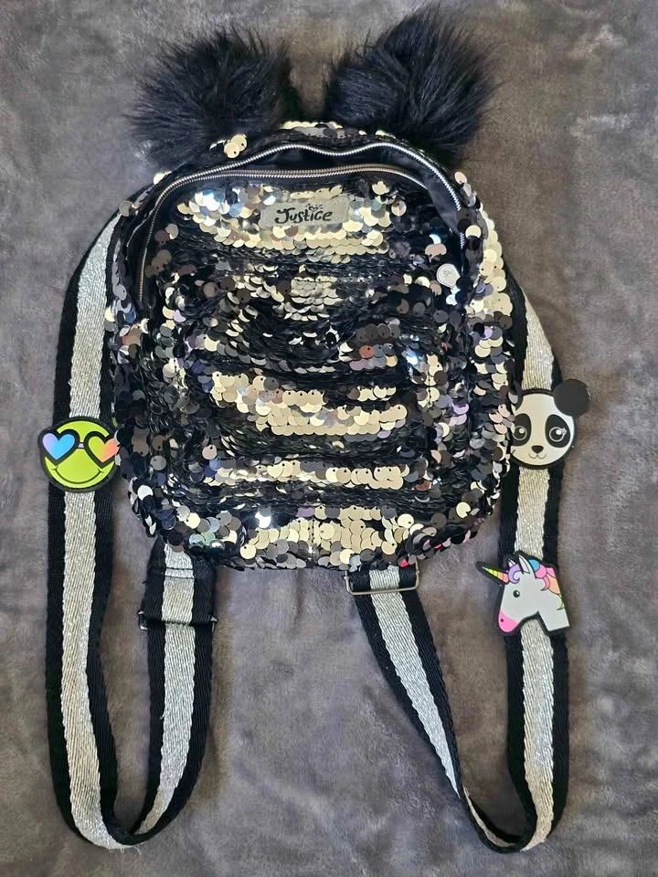 Justice Sequin Kids Backpack - I Love Pandas