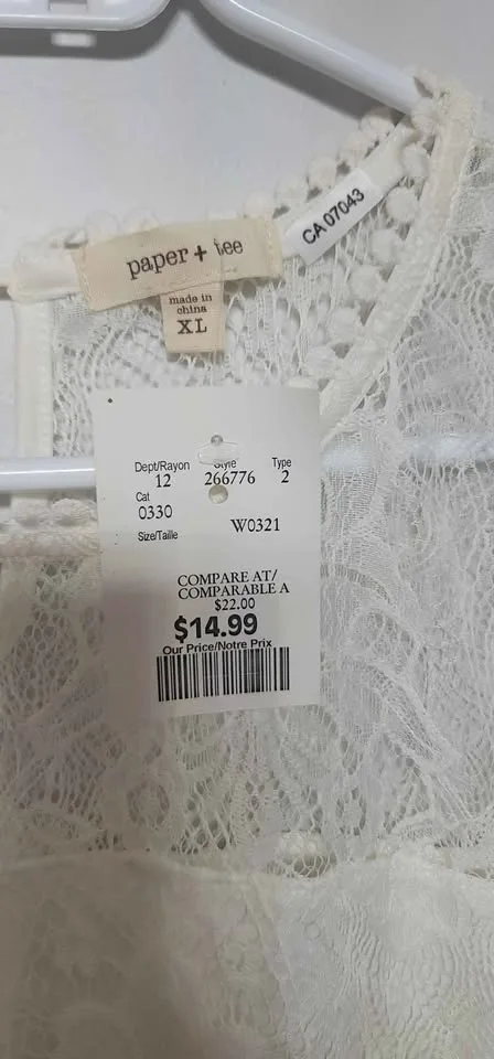 NEW Women's Lace Top Size XL image indicator(2)