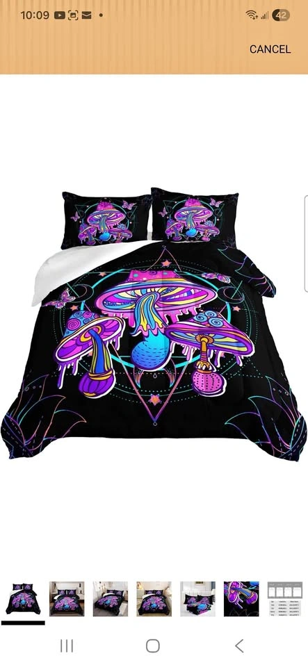 Mushroom Bedding Comforter Set Queen