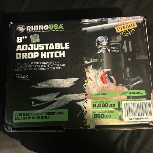 Rhino USA Adjustable Trailer Hitch w/ 8" Drop/Rise (Black)