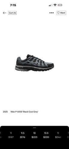 2025 Nike P-6000 'Black Cool Grey' - Men's Size 10