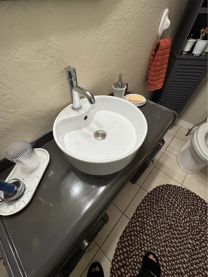 Vintage Dark Grey Vanity with Vessel Sink - photo 3