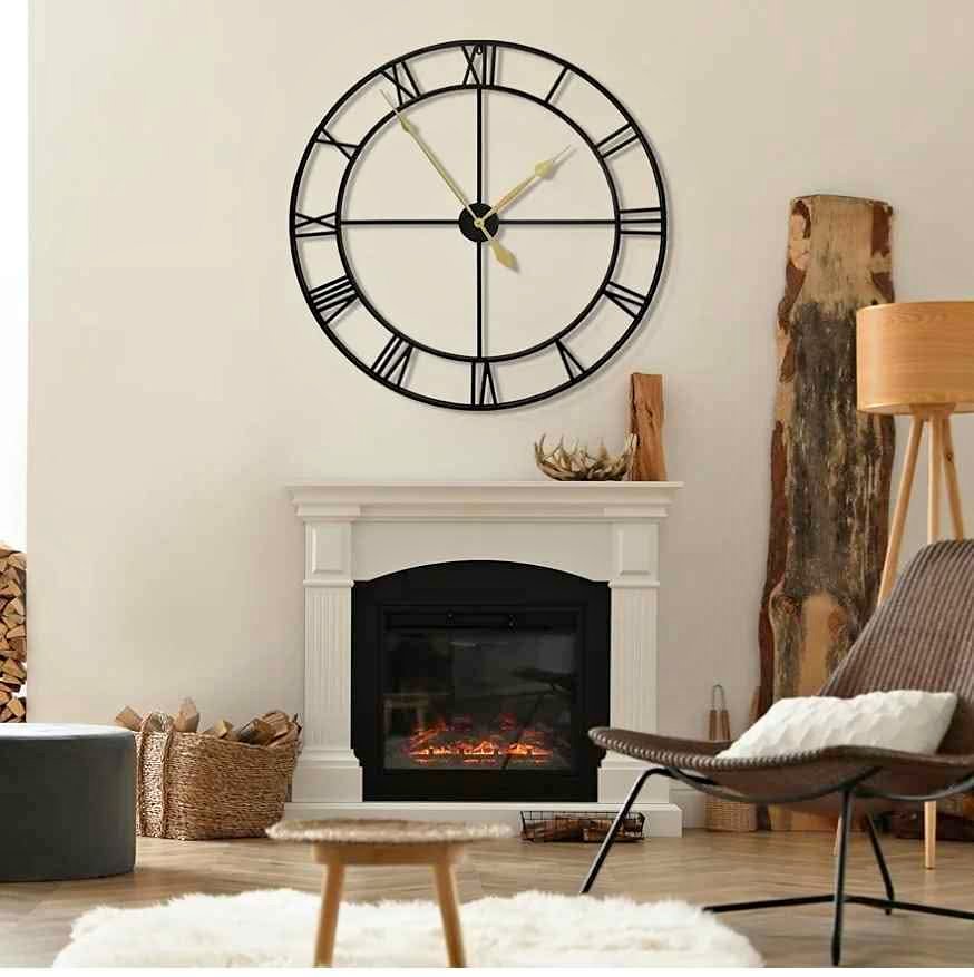 NEW 30 Inches CLXEAST Oversized Black Metal Wall Clock