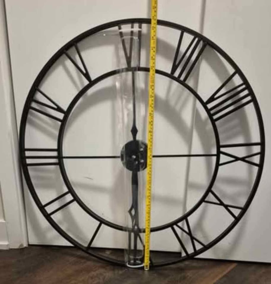 NEW 30 Inches CLXEAST Oversized Black Metal Wall Clock - photo 2