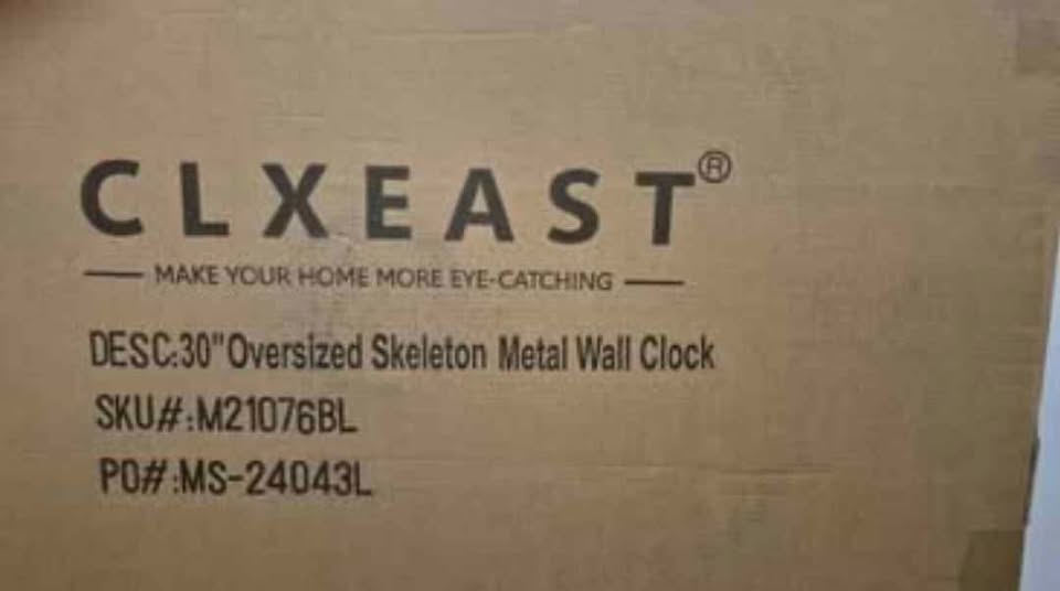 NEW 30 Inches CLXEAST Oversized Black Metal Wall Clock - photo 3