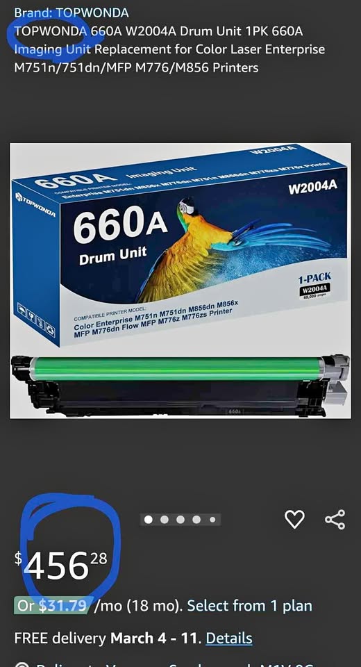 Sealed TOPWONDA Drum Unit M751n/751dn/MFP M776/M856