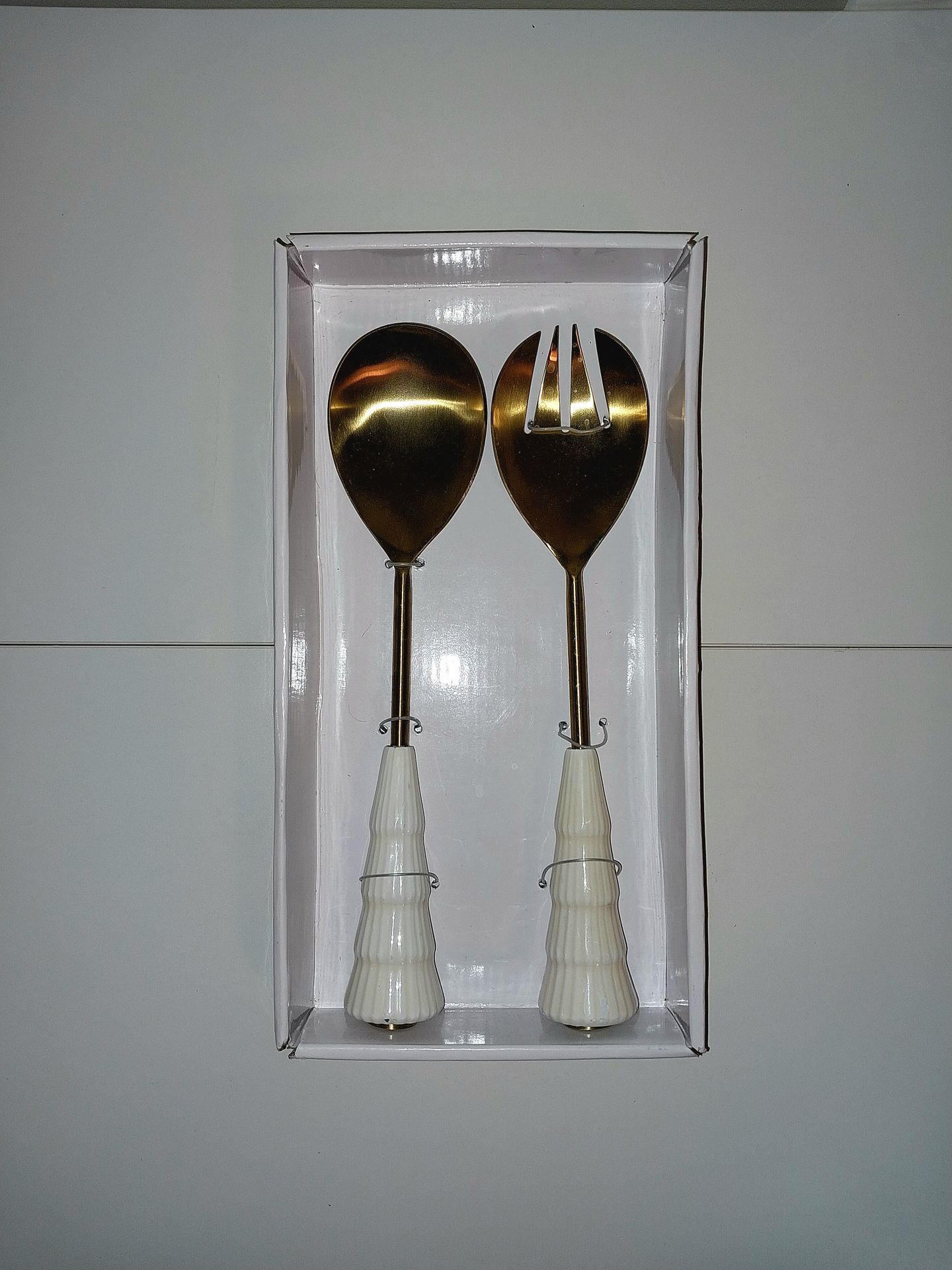 Thirstystone Salad Servers Gold White Set of 2