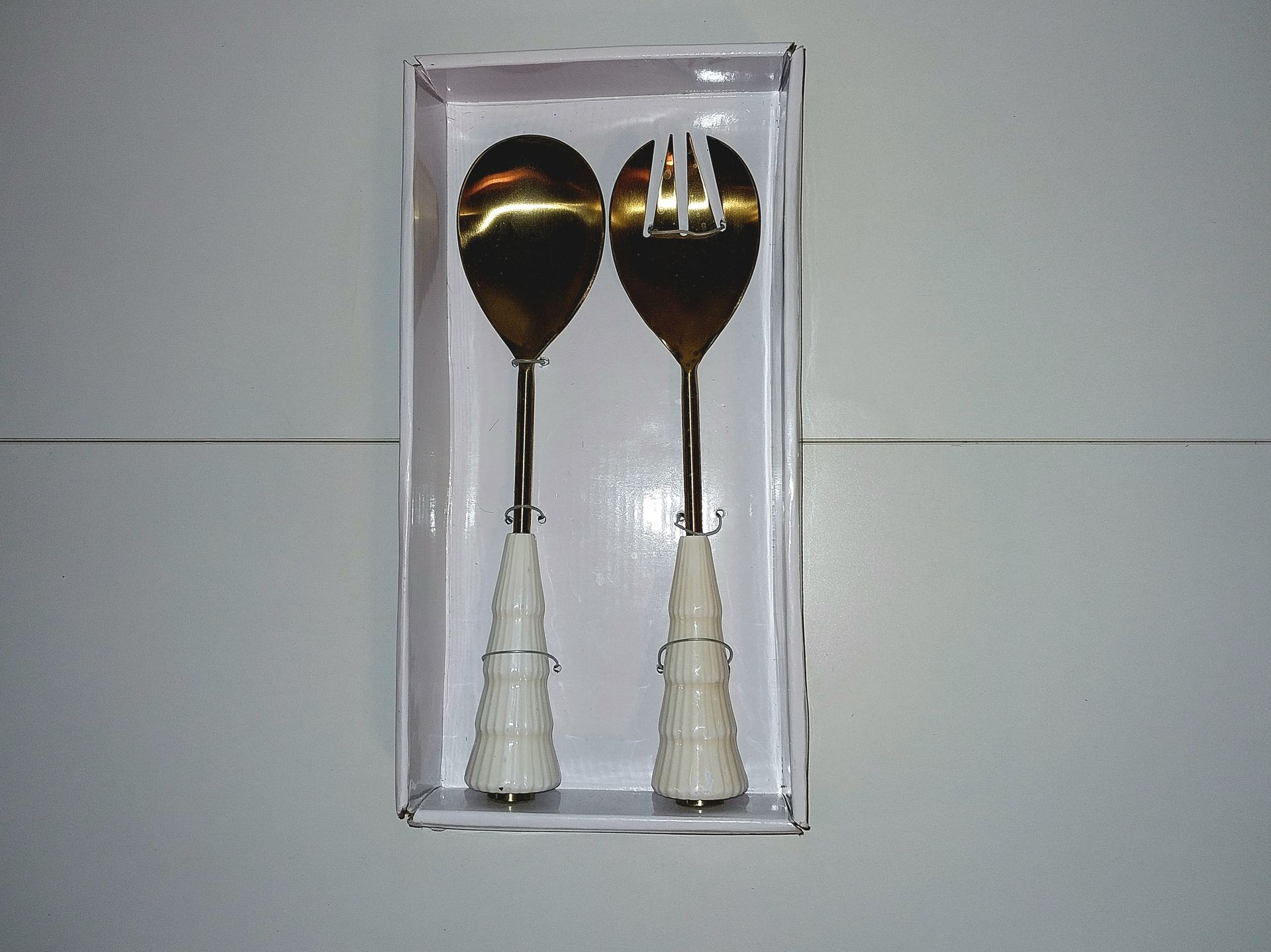 Thirstystone Salad Servers Gold White Set of 2 - photo 2