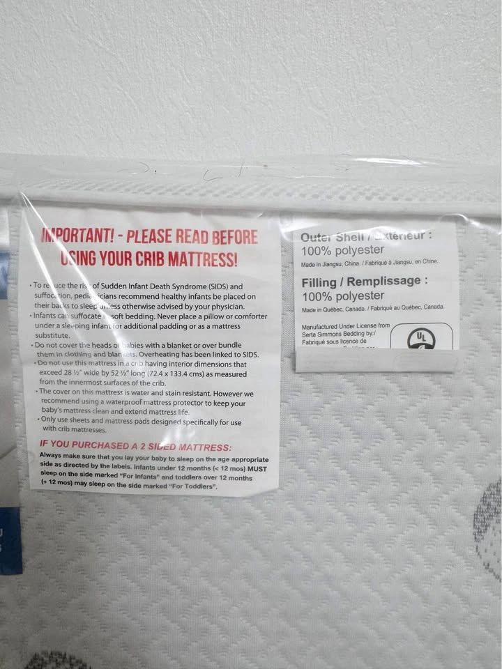 Simmons Crib Mattress Infant Toddler Dual Sided Waterproof NEW - photo 5