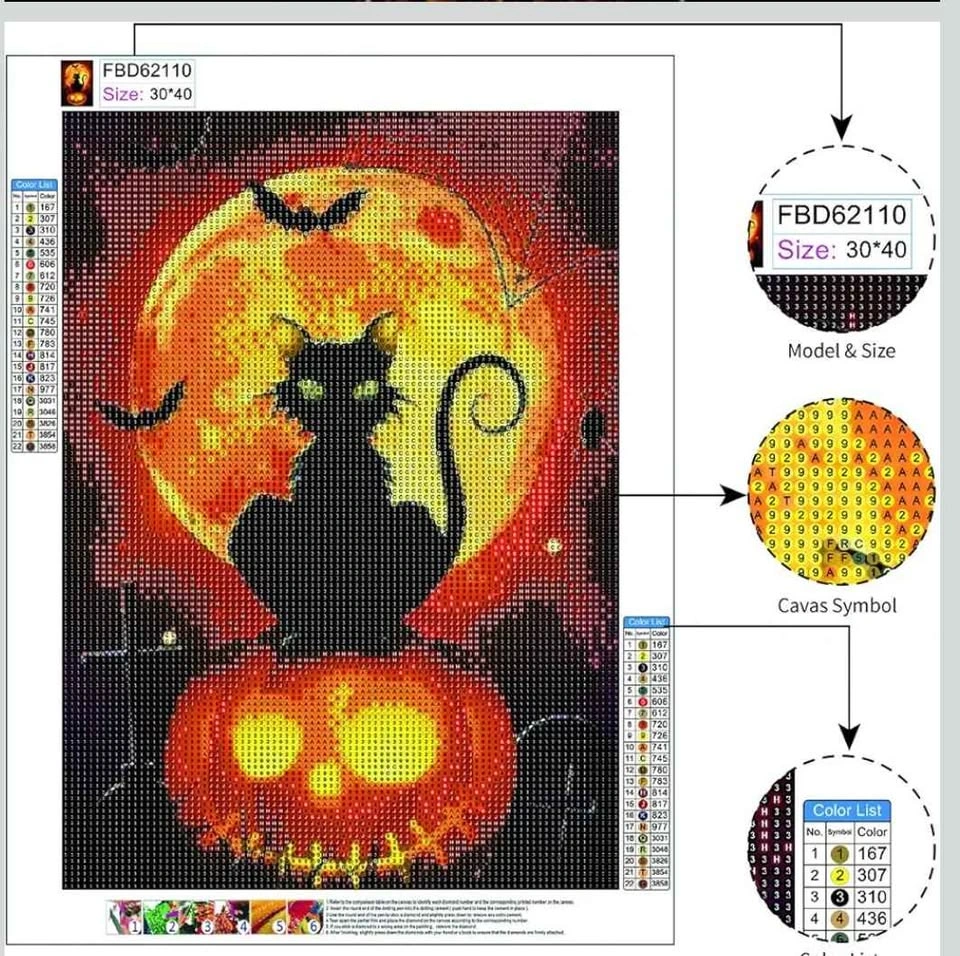 NEW Diamond Painting Kits for Adults, Halloween Cat 5D - photo 2