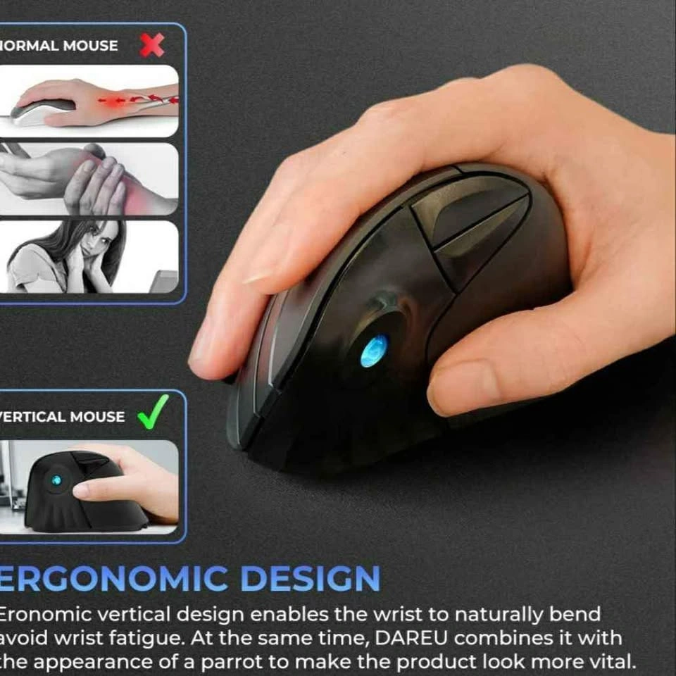 DAREU Vertical Ergonomic Mouse - Lightweight, RGB, USB - photo 2