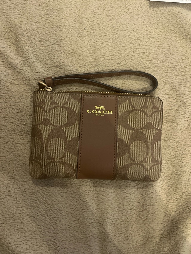 Coach Signature Canvas Long Zip Around Wallet