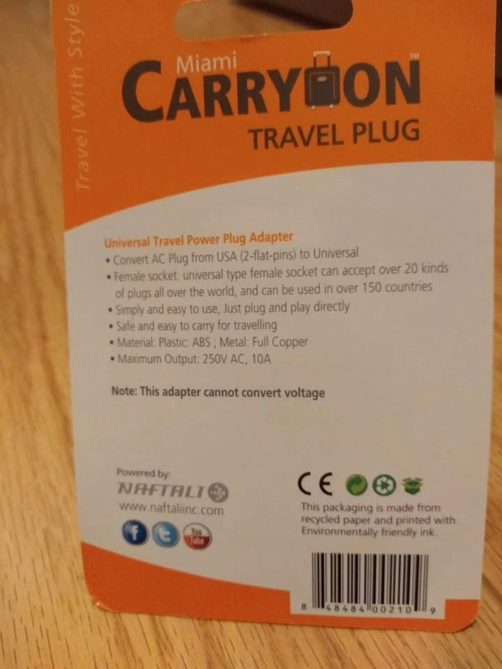 Miami Carry On Travel Plug (Three Prong) - photo 5