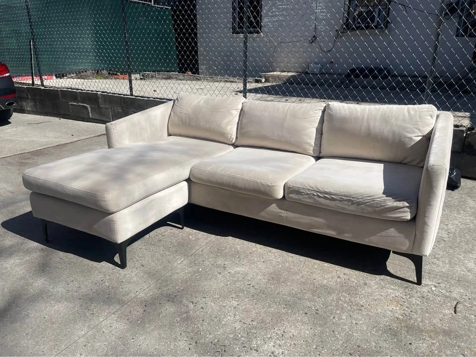 Light beige 3-seat sectional sofa with reversible chaise - photo 2
