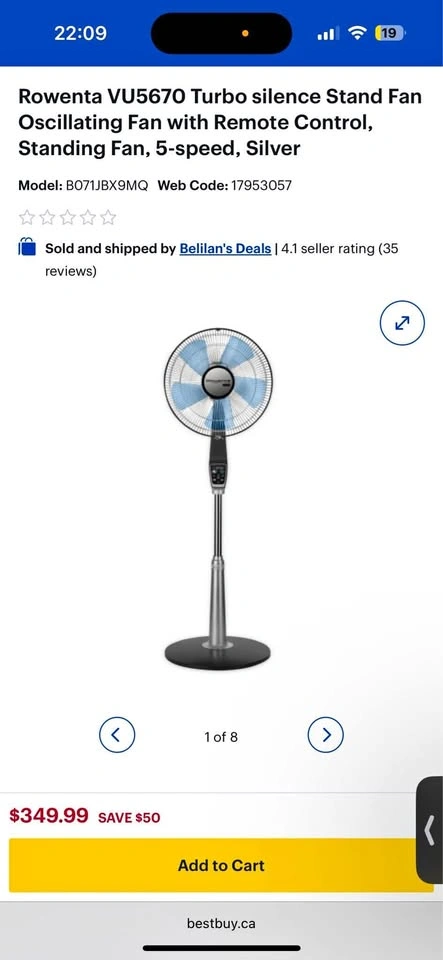 Rowenta Turbo Silence 16” Stand Fan