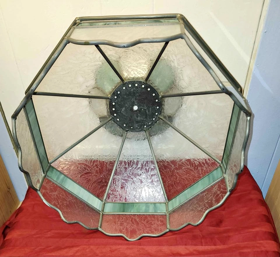 Aqua/Clear Stained Glass Tiffany Style Lamp Shade