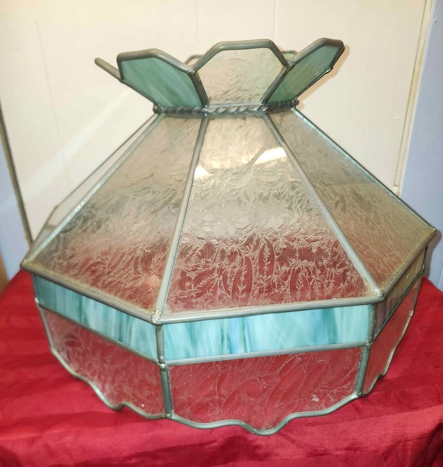 Aqua/Clear Stained Glass Tiffany Style Lamp Shade - photo 2