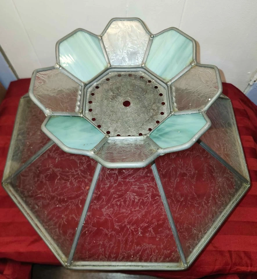 Aqua/Clear Stained Glass Tiffany Style Lamp Shade - photo 3