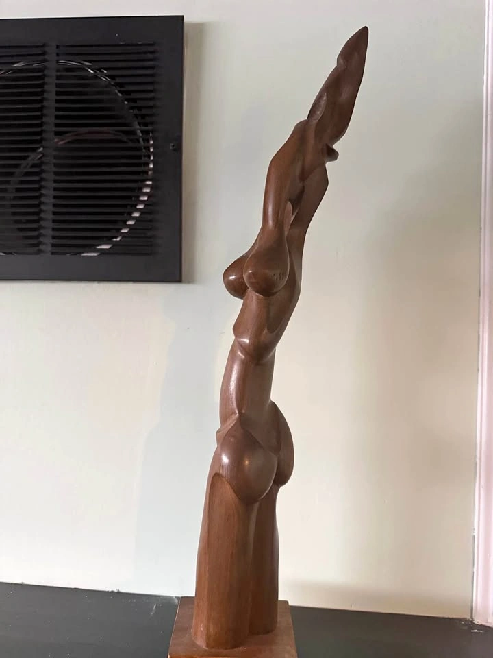 Hand-Carved Cuban Mahogany "Chain of Life" Sculpture - 23”
