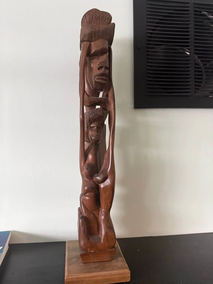Hand-Carved Cuban Mahogany "Chain of Life" Sculpture - 18” - photo 2