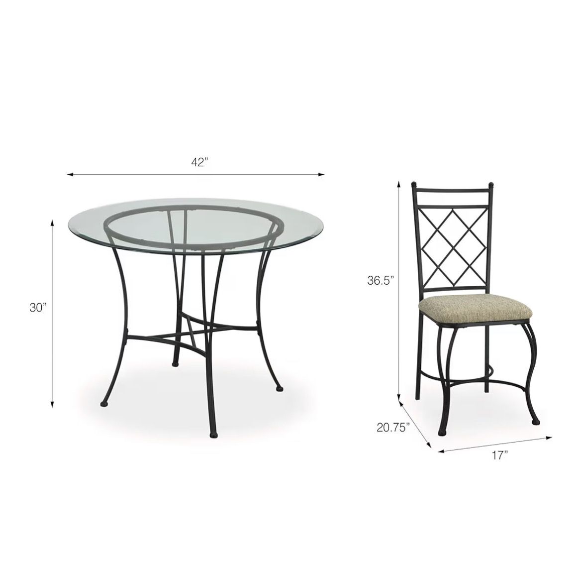 Glass and metal round top dining table - photo 3