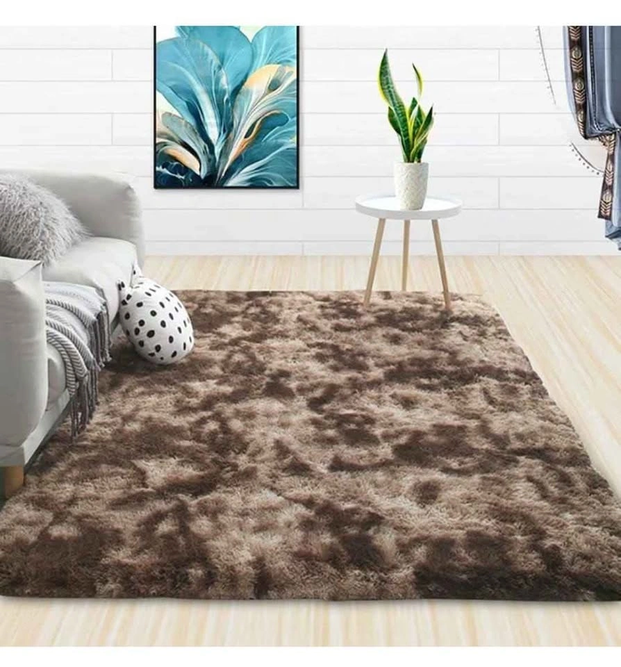 5x7 ft Furry Area Rug - Dark Brown - photo 3