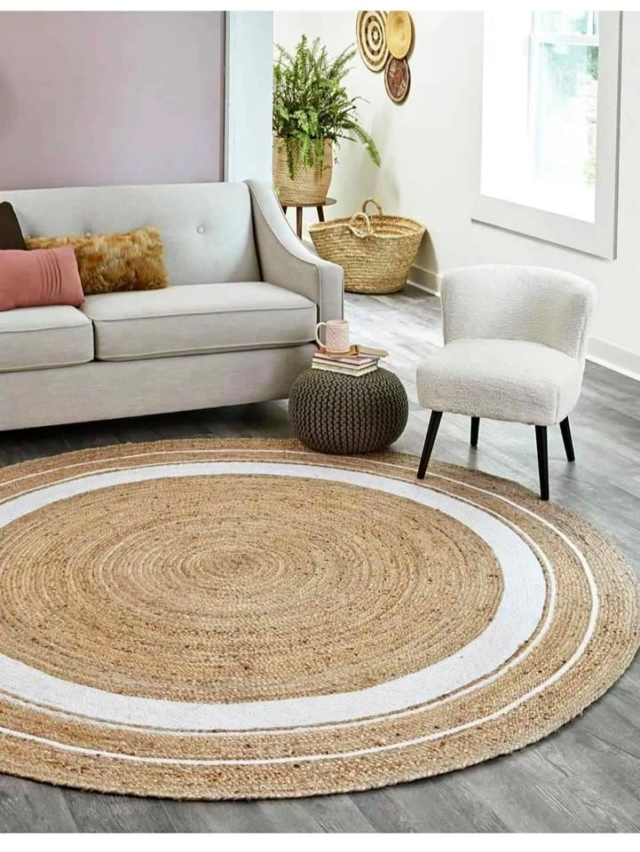 Hand Braided Jute Area Rug - Natural Woven Bohemian Rug (7' Roun