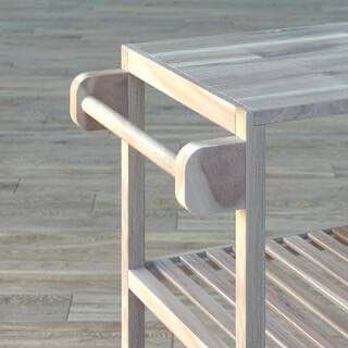 3 Tier Large Solid Acacia Kitchen Cart, Organic White - photo 2