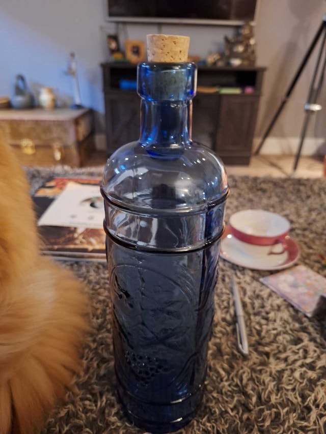 Cobalt Blue Glass Bottle with Cork - Made in Spain
