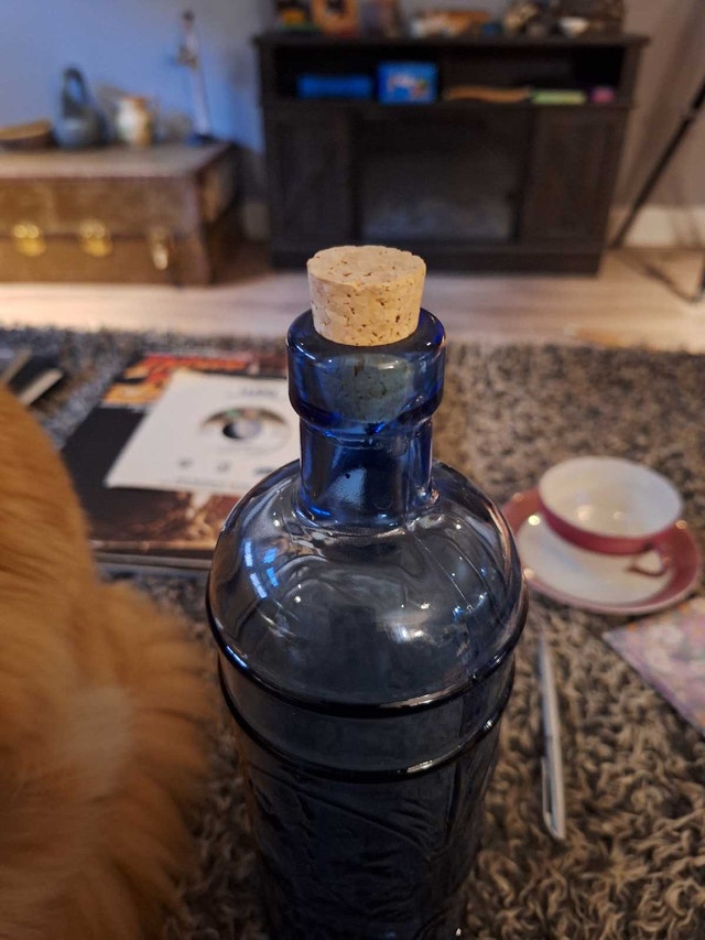 Cobalt Blue Glass Bottle with Cork - Made in Spain - photo 2