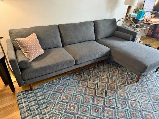 Amazing 108.8'' Wide Grey Linen Sofa & L Chaise