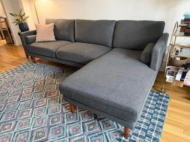 Amazing 108.8'' Wide Grey Linen Sofa & L Chaise - photo 2