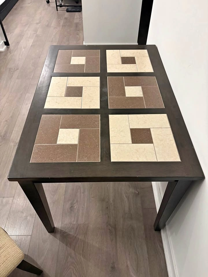 Solid Wood Dining Table + 3 Chairs (Sturdy and good condition)