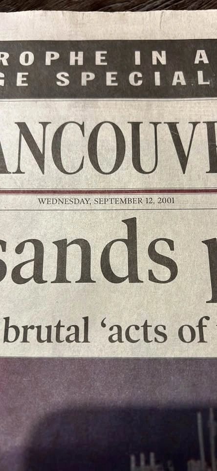 Rare 9/11 Vancouver Sun Newspaper - Sept 12, 2001 - photo 2