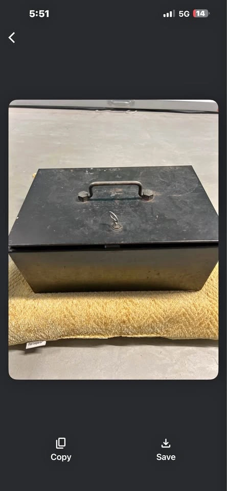 Vintage Canadian Metal Cash Box (With Key)