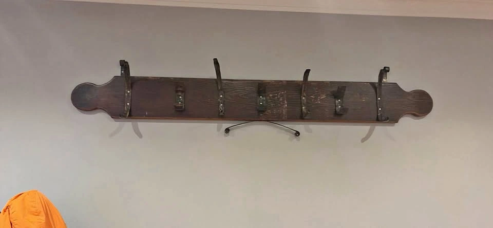 Antique wood and metal piece for picture hanging or coats