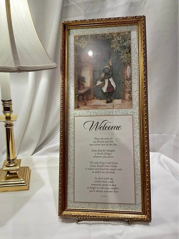 Vintage Welcome Print In Ornate Frame