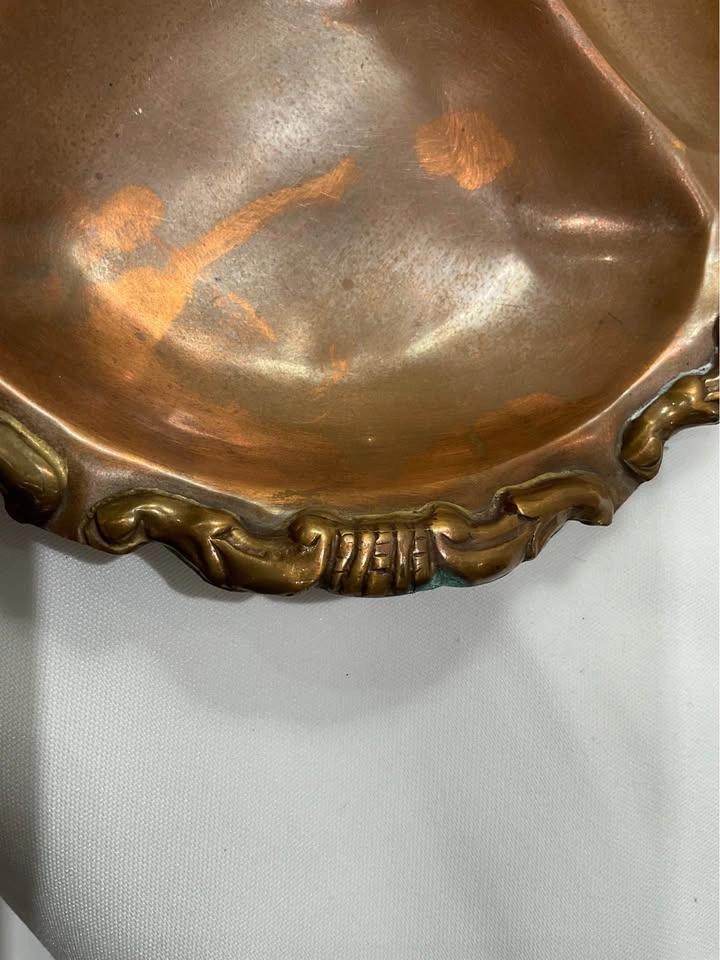 Copper Serving Dish Ornate Border - photo 2