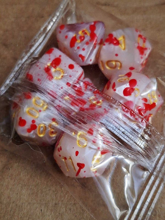 Golden Blood Spatter Dice Set, Sealed - photo 2