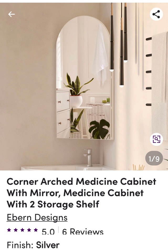 Brand New Bathroom Corner Mirrored Medicine Cabinet
