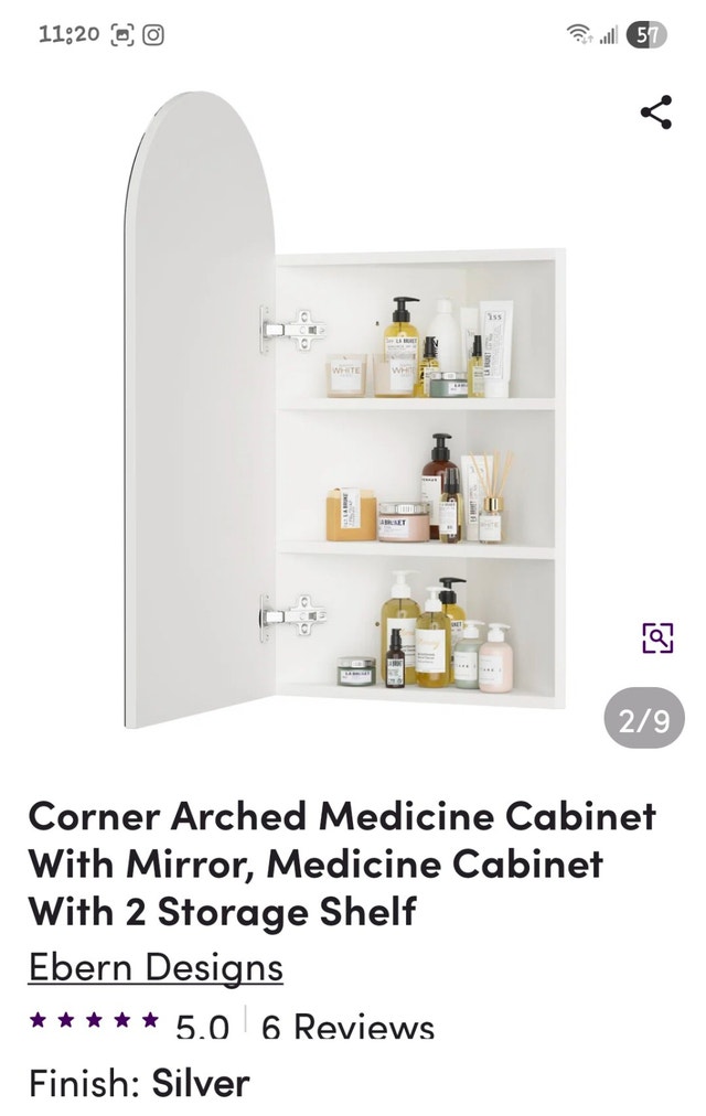Brand New Bathroom Corner Mirrored Medicine Cabinet - photo 2