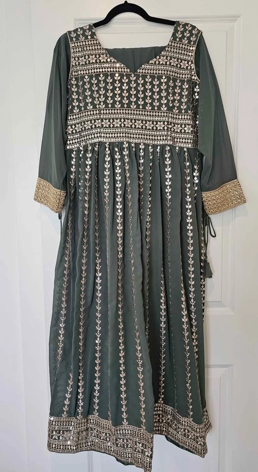 Green Embroidered Anarkali Indian Suit/Dress - photo 2