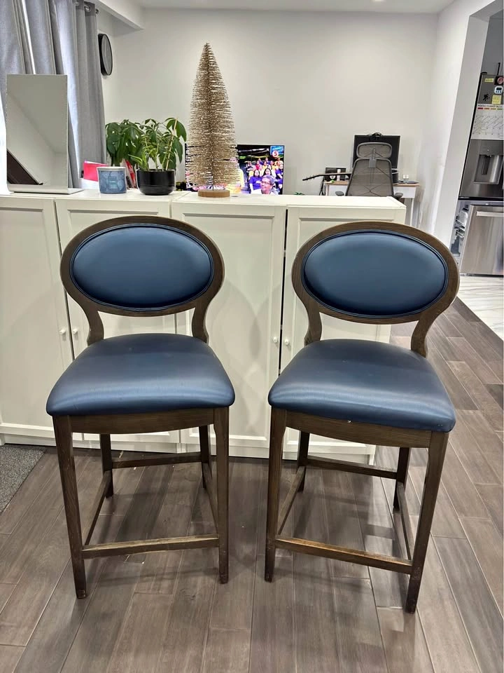 Vintage Blue Counter Height Bar Stools (Set of 2)