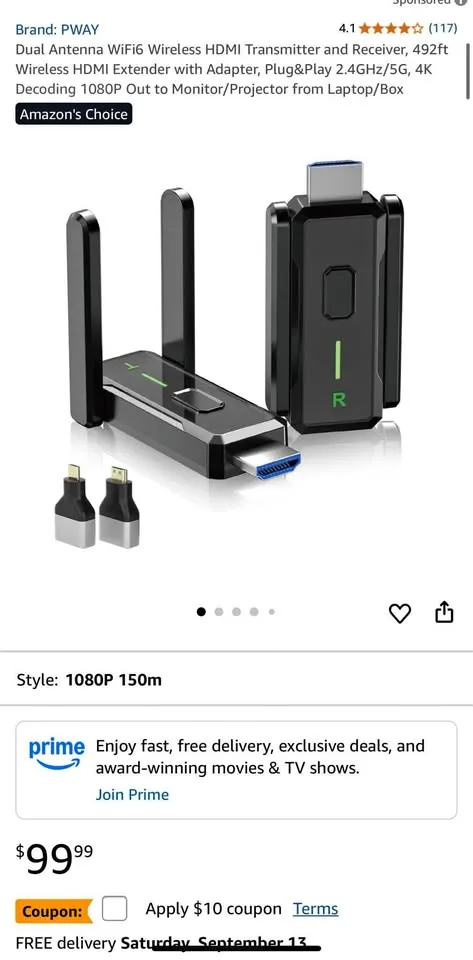 HDMI Wireless Extender with dual antenna thumbnail