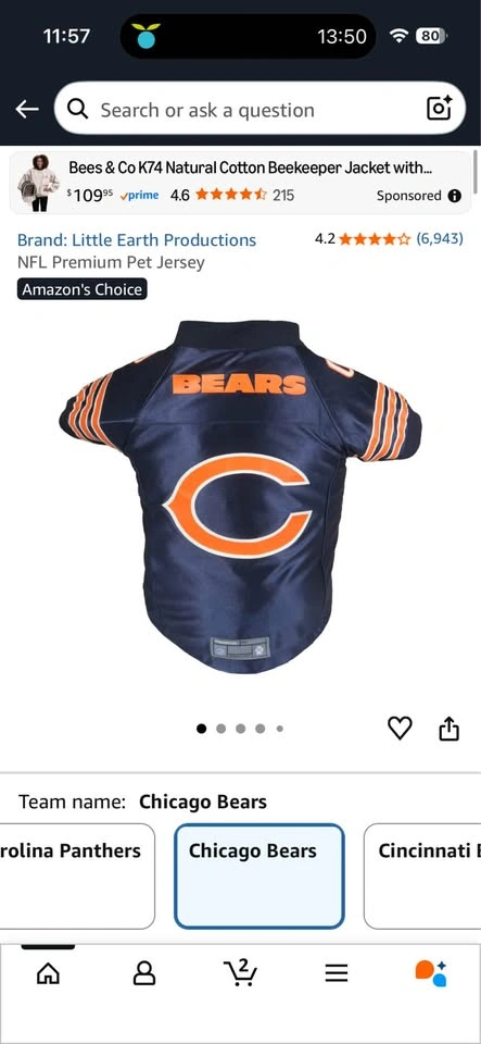 New! Chicago Bears Dog Jersey Sz M - photo 5