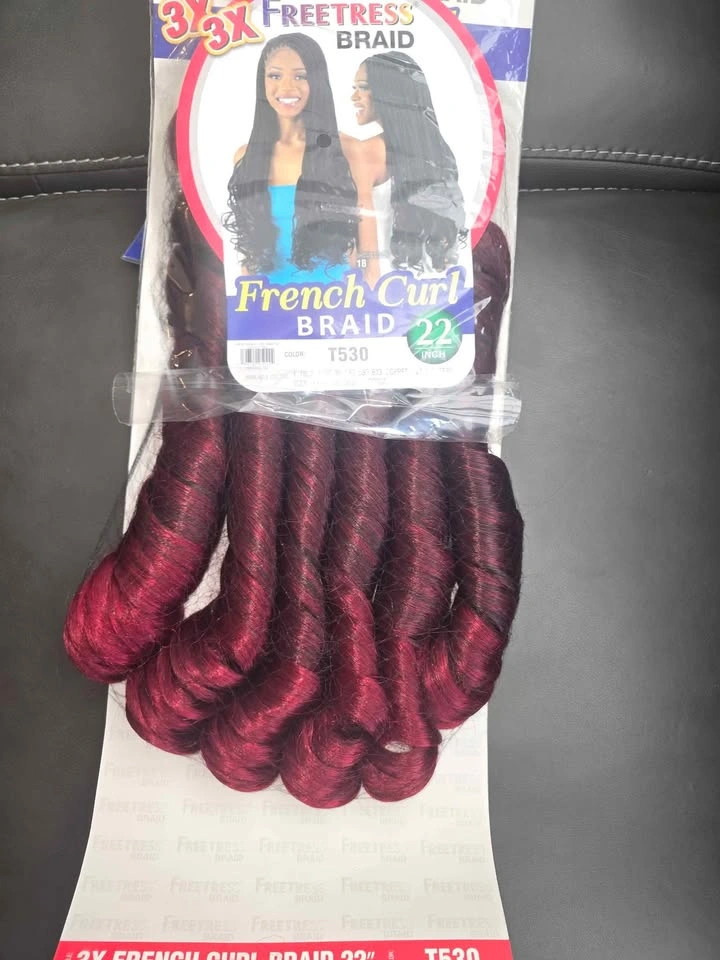 Freetress French Curl Extensions - Burgundy & Blonde - photo 2