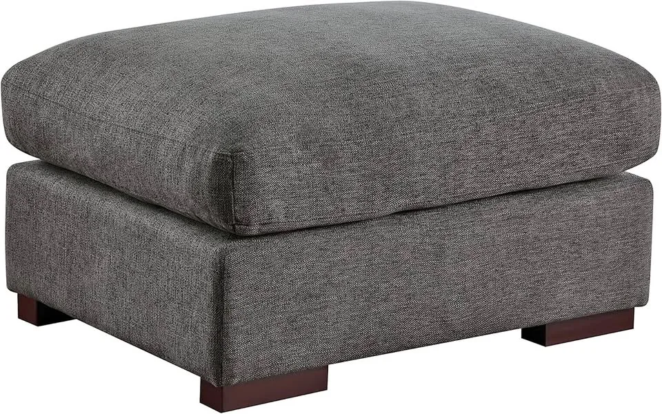 Fabric Ottoman with Cushion Seat, Dark Gray thumbnail
