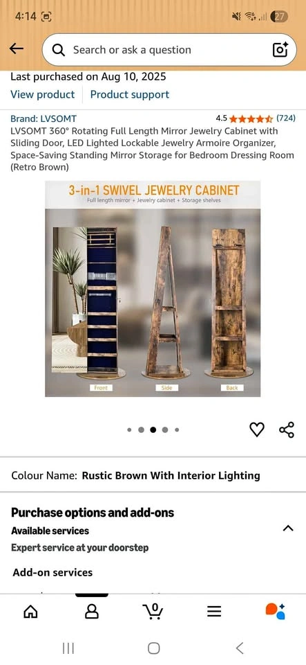 Full Length Jewelry Mirror Cabinet - $100