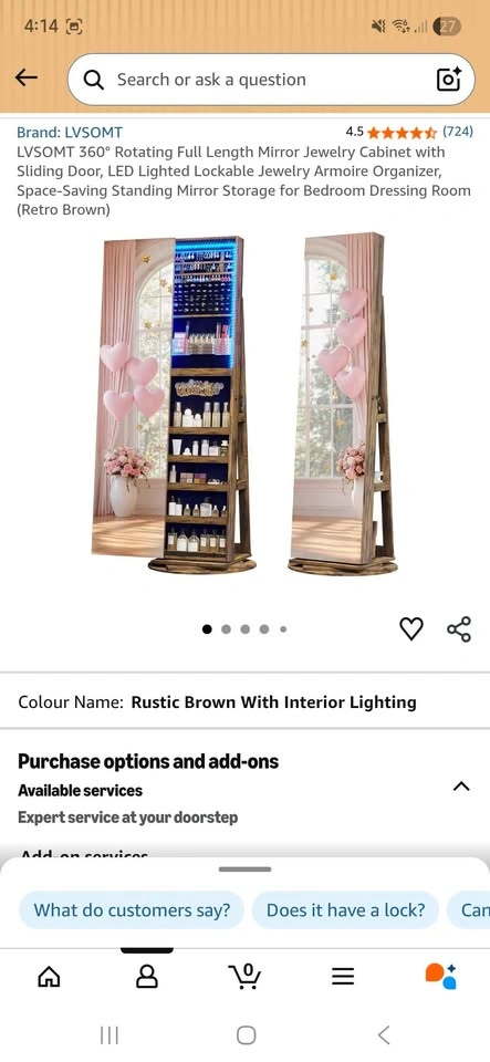 Full Length Jewelry Mirror Cabinet - $100 - photo 2
