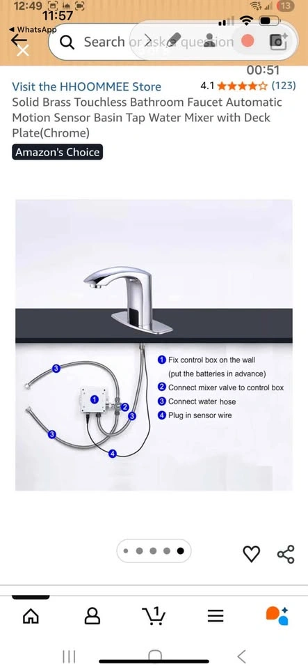 HHOOMMEE Touchless Bathroom Faucet Motion Sensor Chrome w/ Deck - photo 4